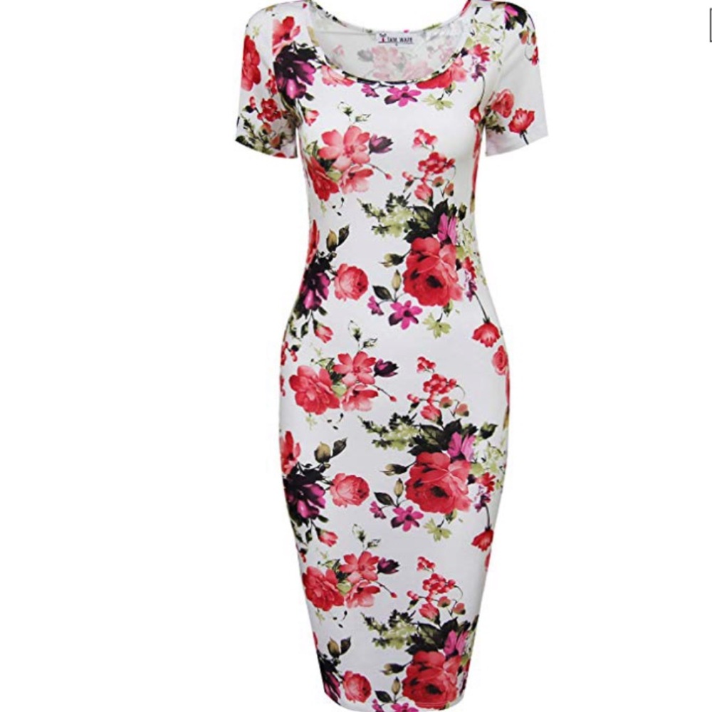 NWOT Short Sleeve Floral Midi Dress, size M